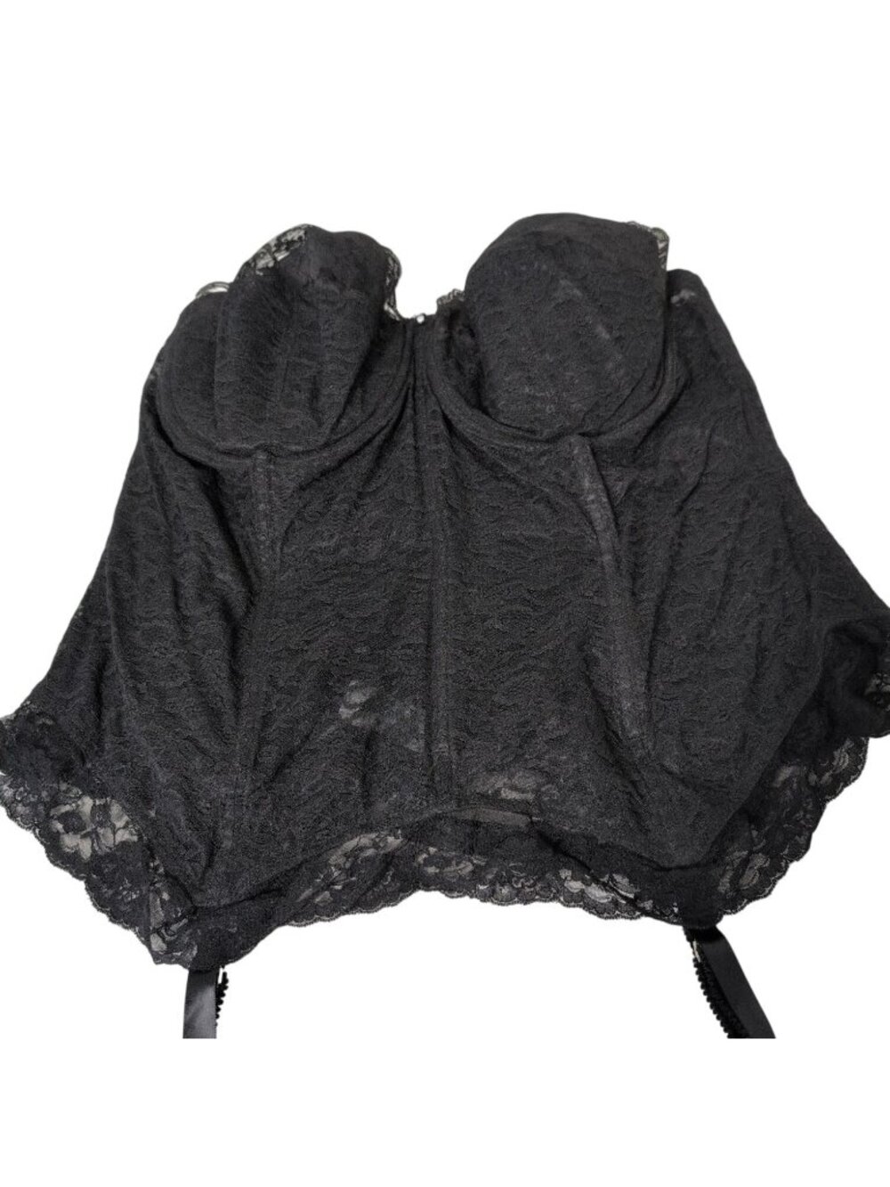 Goddess Lace Bustier Size 42DD Black Sexy Gothic Bridal Grunge Boned Corset